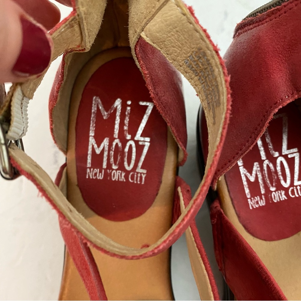 Miz Mooz Amia Wedge Mary Jane Shoes Womens Size 9 39 Red Closed Toe Sandal - Picture 13 of 14